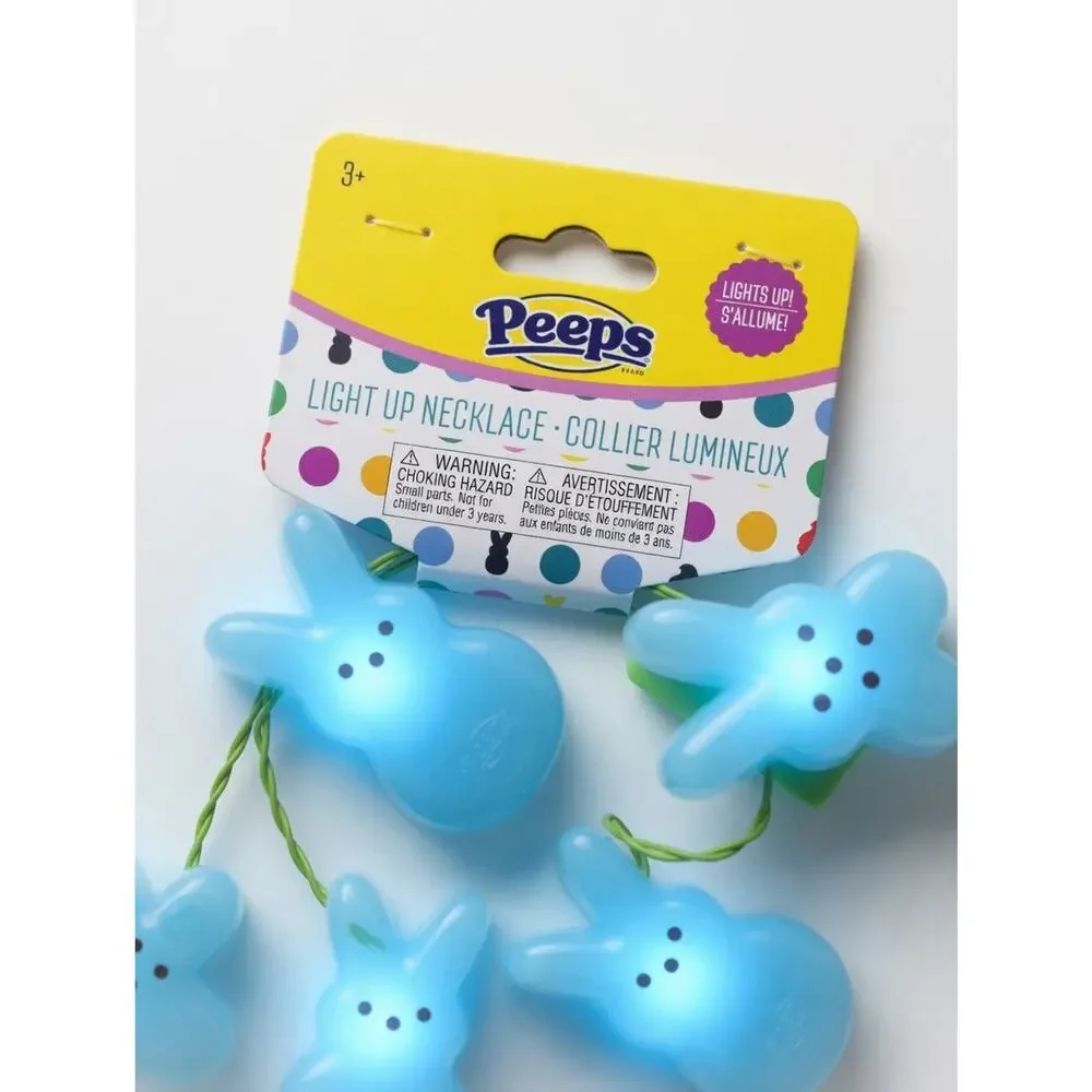 Peeps Light Up Bunny Necklace – Blue Easter Glow Fun!